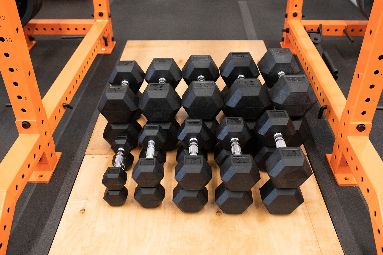 CF 5 lb to 50 lb Rubber Hex Dumbbell Set V2