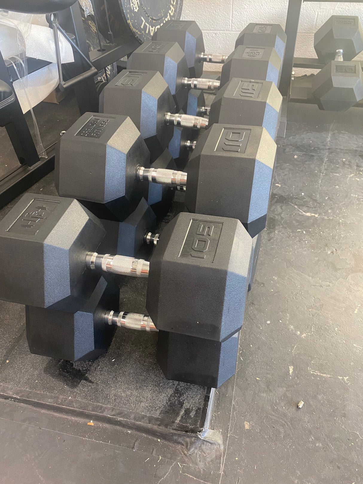 CF V2 Rubber Coated Hex Dumbbells 105-125 lbs