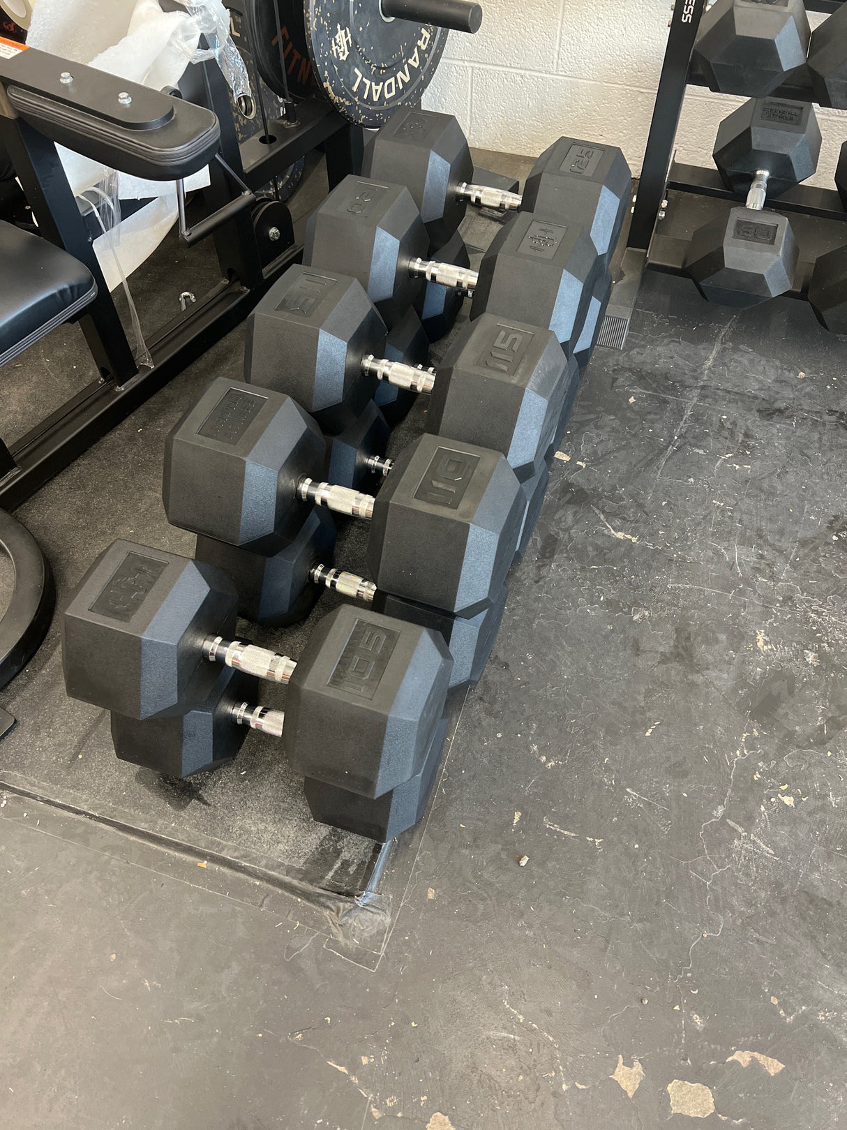 CF V2 Rubber Coated Hex Dumbbells 105-125 lbs